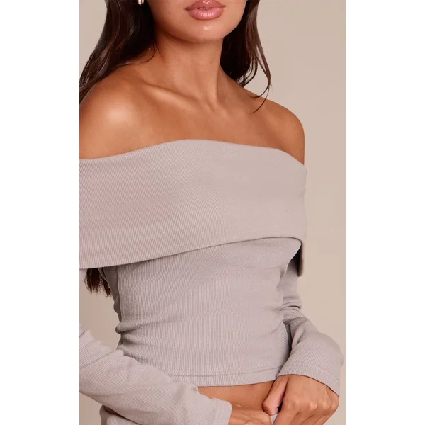 Gris Cendré Haut Bardot À Revers
