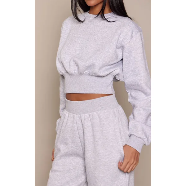 Gris Cendré Jogger Taille Haute À Jambes Larges