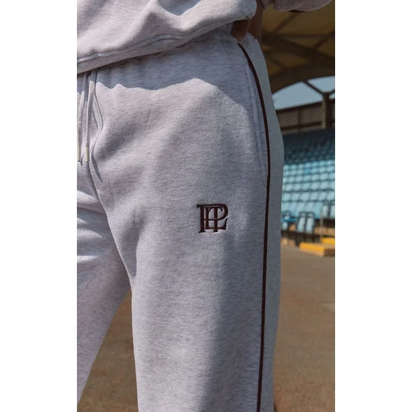 Gris Cendré Joggers Resserrés Avec Passepoil Contrasté Plt