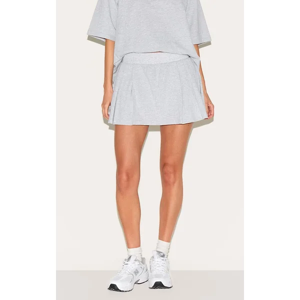 Gris Cendré Jupe-short De Tennis Mini Plissée À Rayures Coordonnée