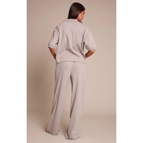 Gris Cendré Pantalon Large À Boutons