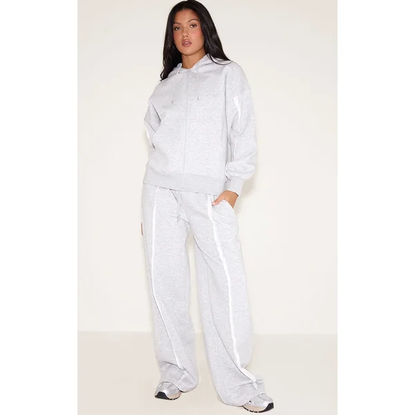 Gris Cendré Sweat À Casynthétiqueche Oversize Zippé Avec Détails De Coutures