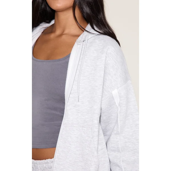Gris Cendré Sweat À Casynthétiqueche Oversize Zippé Avec Détails De Coutures