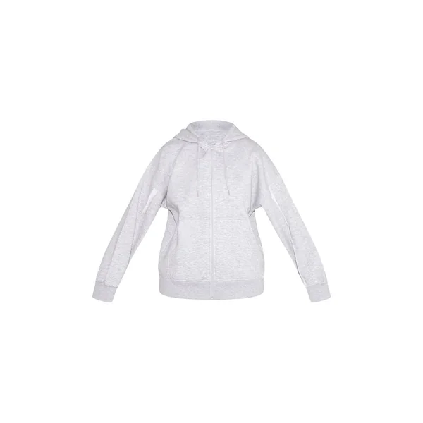 Gris Cendré Sweat À Casynthétiqueche Oversize Zippé Avec Détails De Coutures