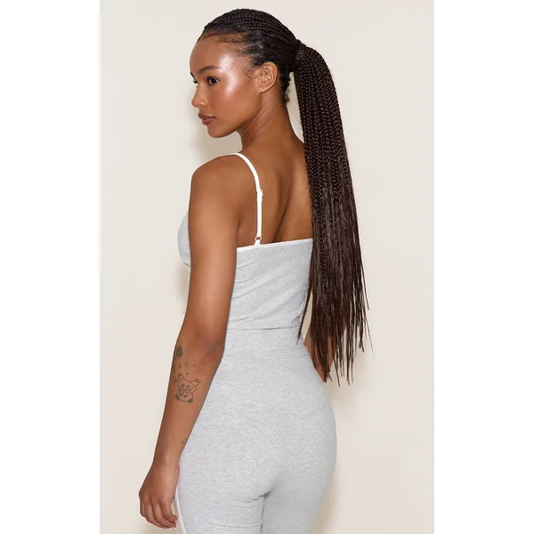 Gris Cendré Top De Sport Petite À Bretelles Contrastées Sculptant