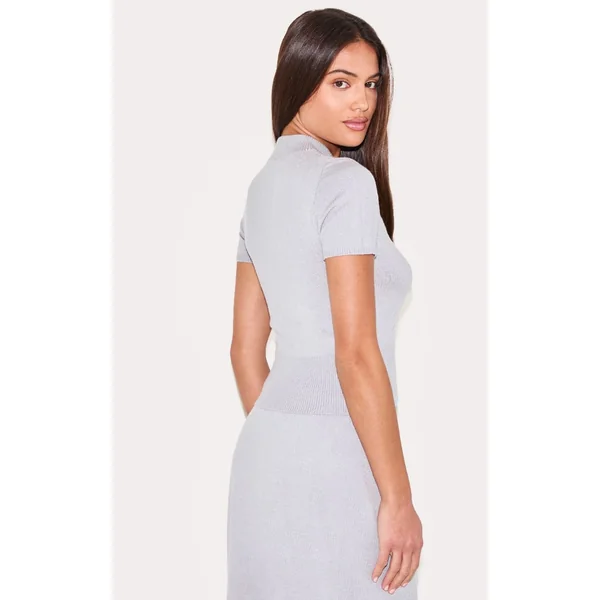 Gris Cendré T-shirt Basique En Maille