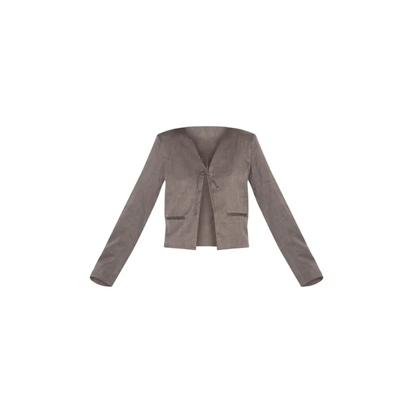 Gris Champignon Blazer Boxy Avec Liens À Nouer