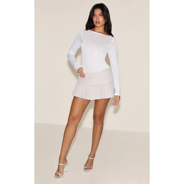 Gris Champignon Jupe-short Plissée Ajustée
