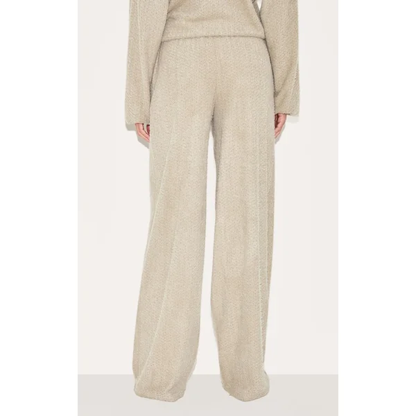 Gris Champignon Pantalon Large Texturé À Cordon De Serrage Ensemble Coordonné