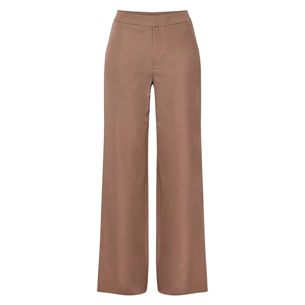 Gris Champignon Pantalon Taille Haute Coupe Large Ajusté Pour Grande Taille