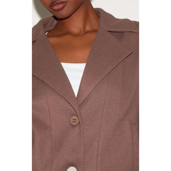 Gris Champignon Veste Bomber Boutonnée Aspect Laine