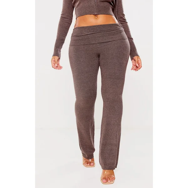 Gris Charbon Legging En Maille Taille Haute À Revers Shape
