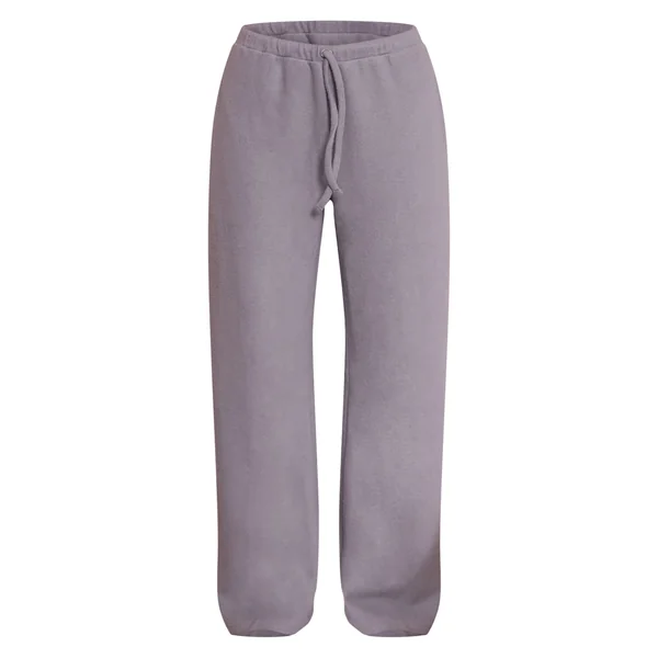 Gris Charbon Pantalon Droit En Maille Côtelée