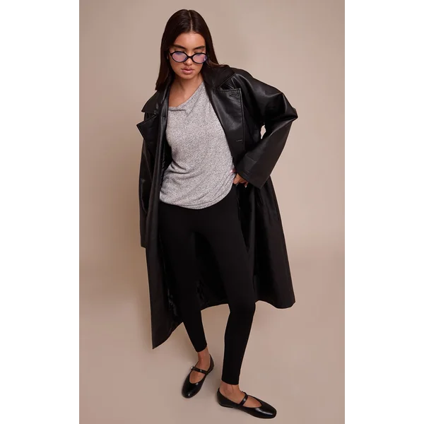 Gris Chiné Haut À Manches Longues En Maille Douce Asymétrique Oversize Décontracté