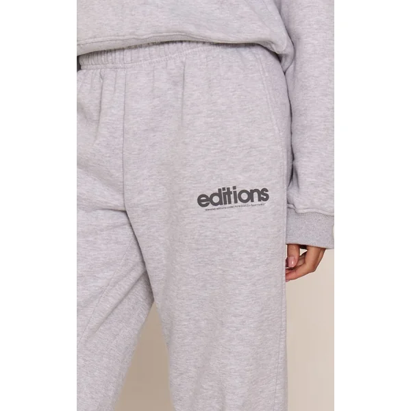 Gris Chiné Jogging Droit Imprimé Editions Gris Chiné