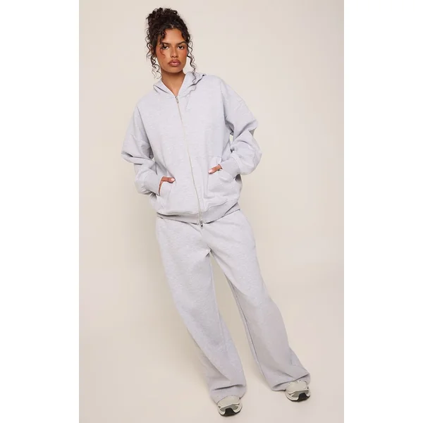Gris Chiné Jogging Large En Jersey Interlock