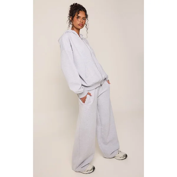 Gris Chiné Jogging Large En Jersey Interlock