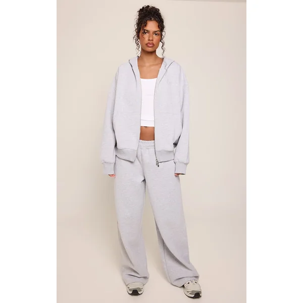 Gris Chiné Jogging Large En Jersey Interlock