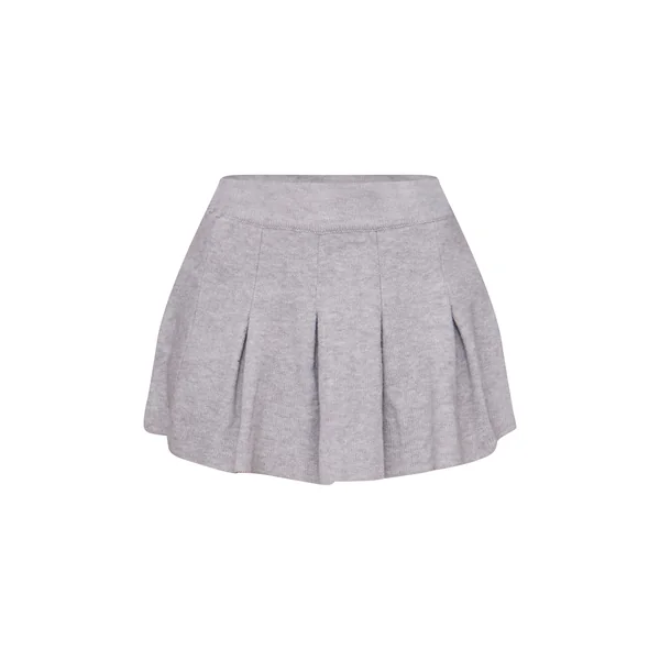 Gris Chiné Mini-jupe Plissée En Maille Douce