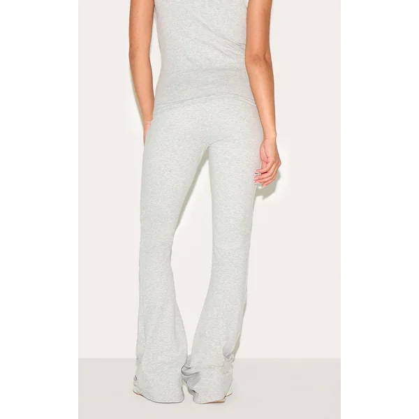 Gris Chiné Pantalon De Yoga Évasé Taille Haute Sculptant Petite