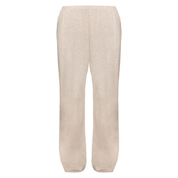 Gris Chiné Pantalon Large Décontracté À Texture Douce Et Jambe Ample