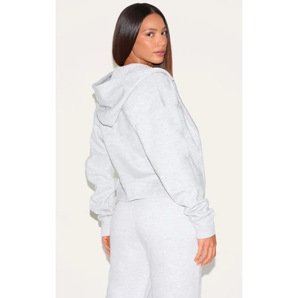 Gris Chiné Sweat À Casynthétiqueche Tall Cintré À Double Zip