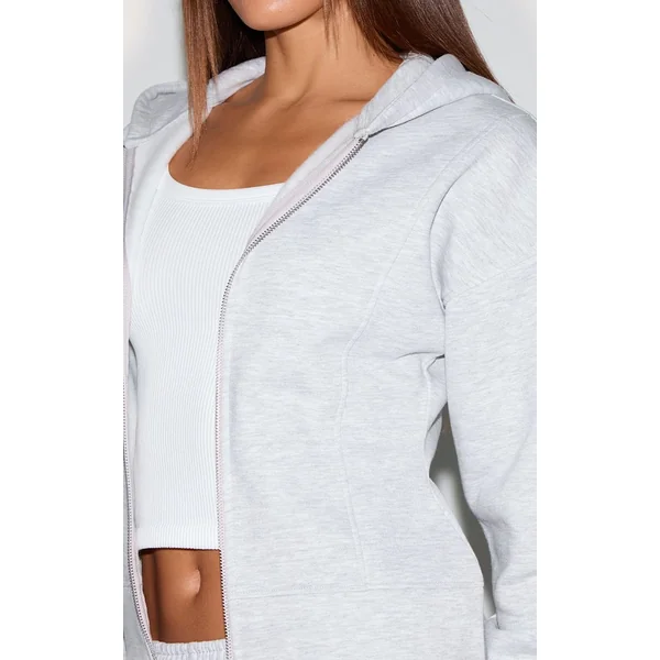 Gris Chiné Sweat À Casynthétiqueche Tall Cintré À Double Zip