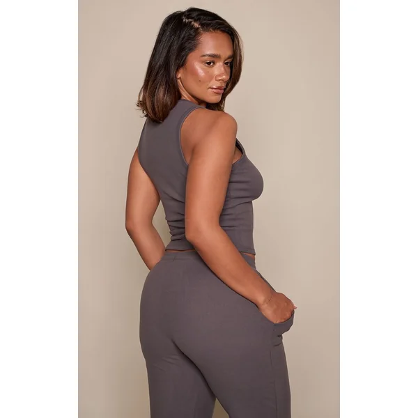Gris Débardeur Dos Nageur Shape Toucher Doux