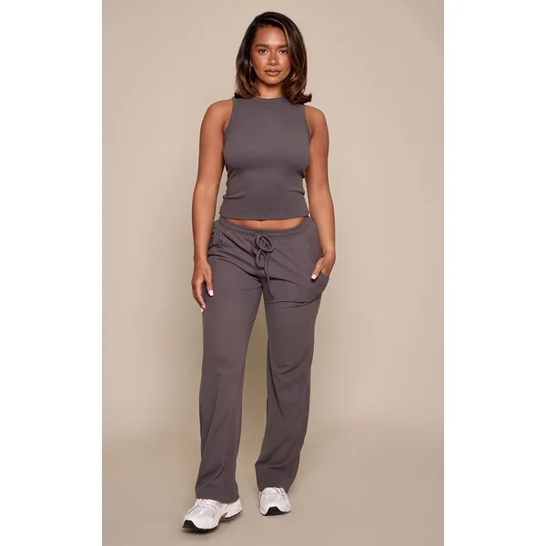 Gris Débardeur Dos Nageur Shape Toucher Doux