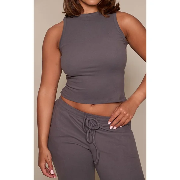 Gris Débardeur Dos Nageur Shape Toucher Doux
