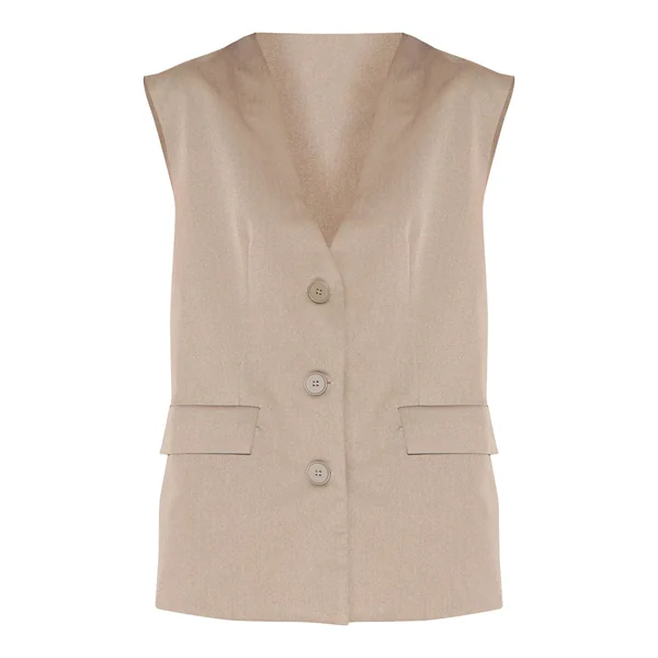 Gris Gilet Ajusté En Tissu Tissé