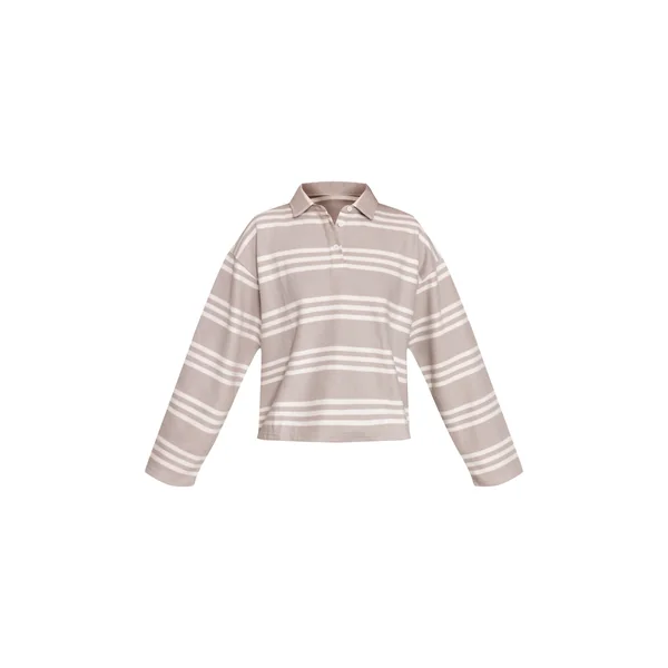 Gris Haut Polo Oversize Ultra Doux À Rayures