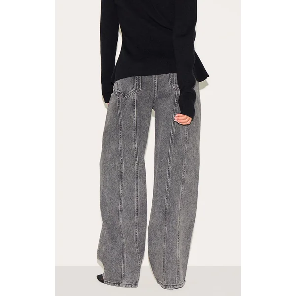 Gris Jean En Denim Petite Avec Détails De Coutures Et Bretelles Ajustables