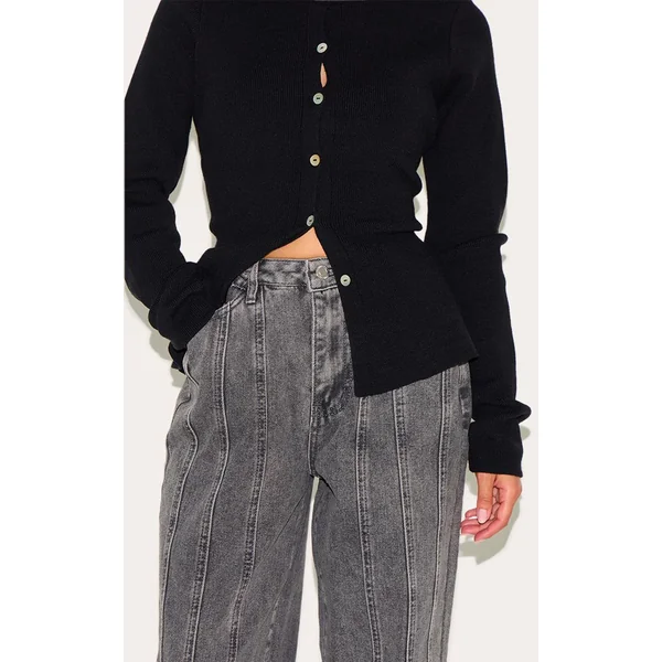 Gris Jean En Denim Petite Avec Détails De Coutures Et Bretelles Ajustables