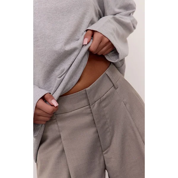Gris Pantalon Large Tissé À Double Pli