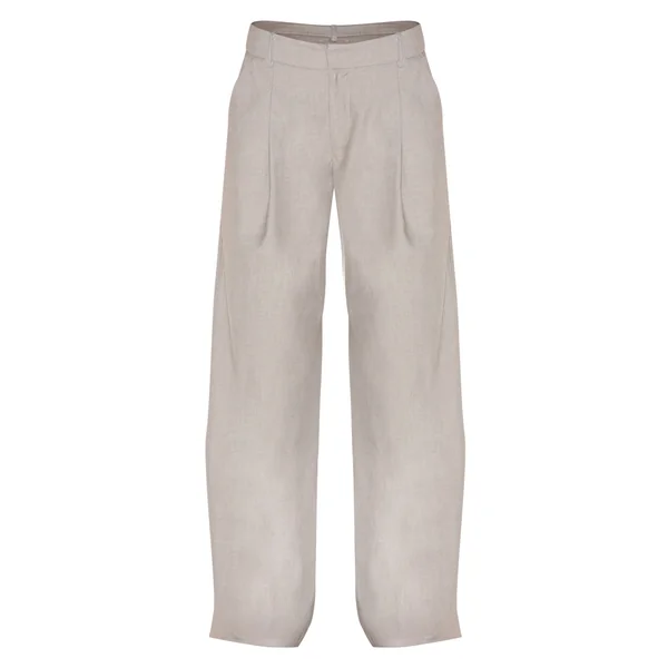 Gris Pantalon Large Tissé À Double Pli