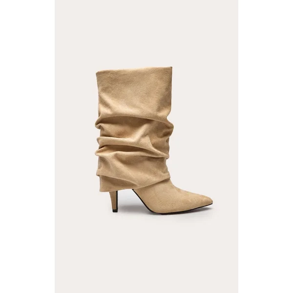 Gris Pierre Bottines À Revers Plissé En Synthétique