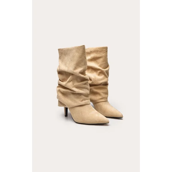 Gris Pierre Bottines À Revers Plissé En Synthétique
