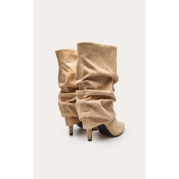 Gris Pierre Bottines À Revers Plissé En Synthétique