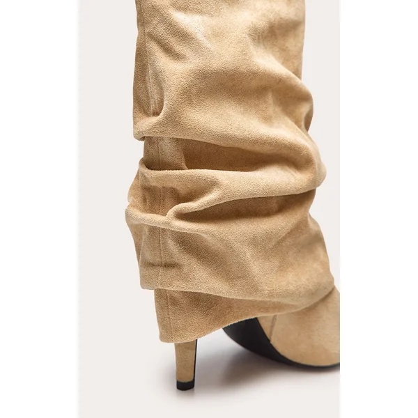 Gris Pierre Bottines À Revers Plissé En Synthétique