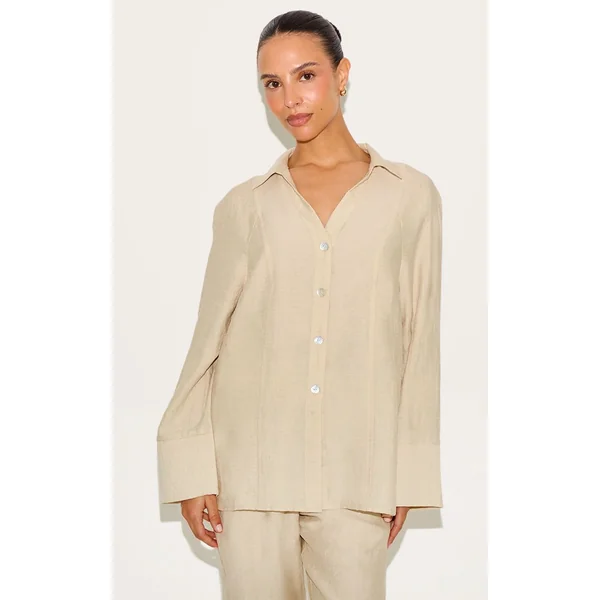 Gris Pierre Chemise Oversize Tissée Petite