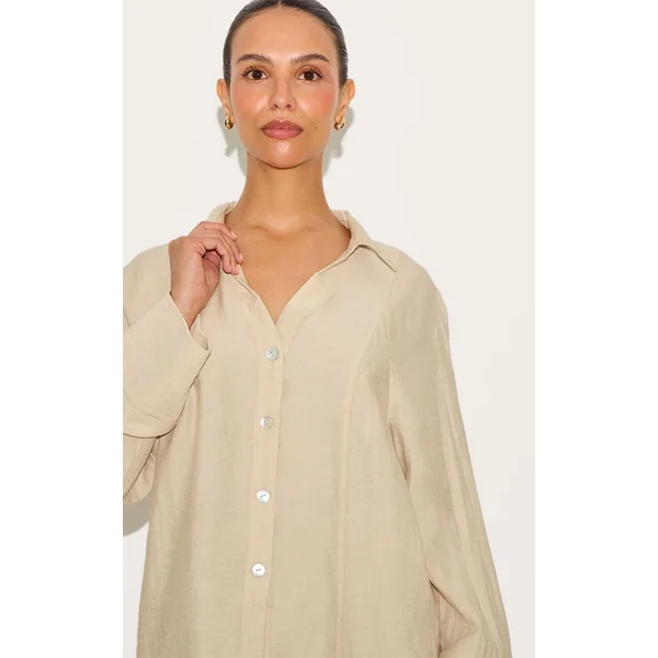 Gris Pierre Chemise Oversize Tissée Petite
