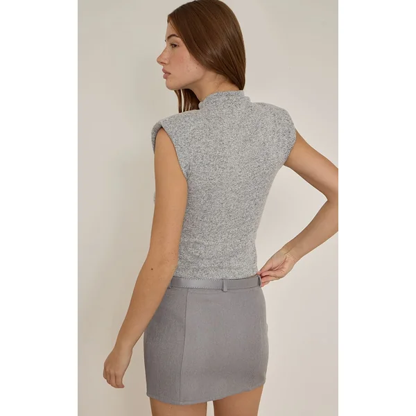 Gris Pierre Clair Jupe Mini Ceinturée