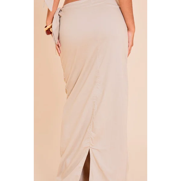 Gris Pierre Jupe Longue Taille Mi-haute Avec Lien Petite