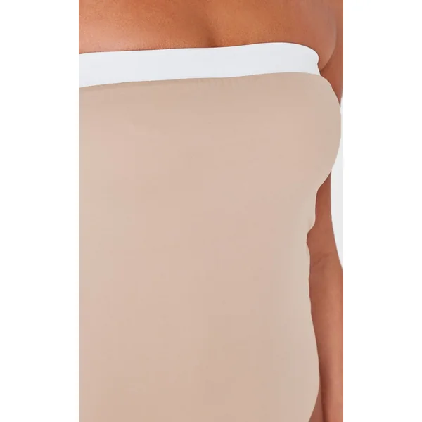 Gris Pierre Maillot De Bain Bandeau À Bordure Contrastante