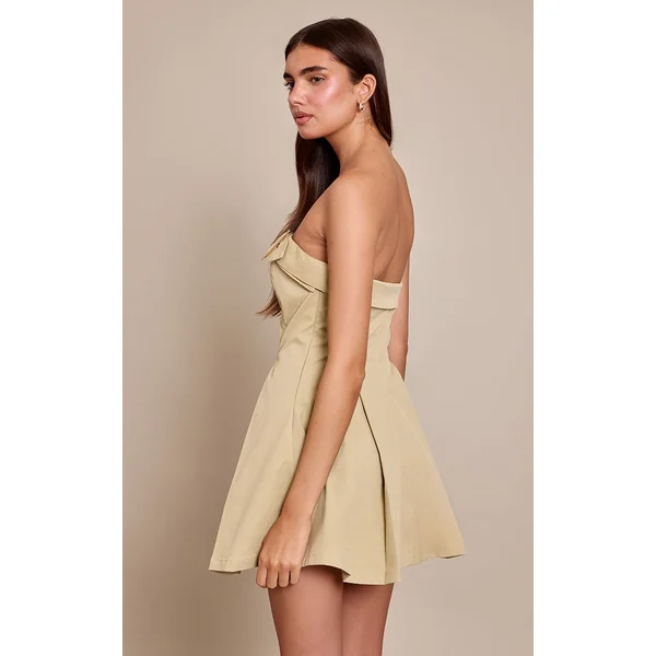 Gris Pierre Robe Droite Plissée Bandeau Avec Ceinture