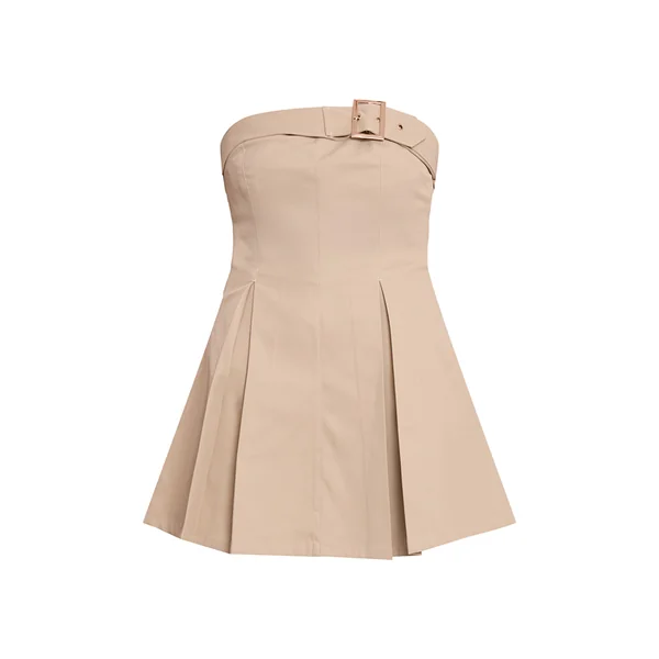 Gris Pierre Robe Droite Plissée Bandeau Avec Ceinture