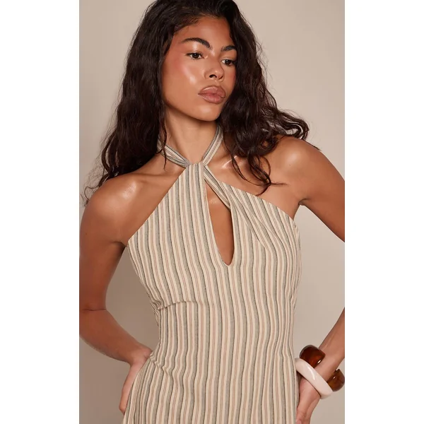 Gris Pierre Robe Droite À Encolure Américaine