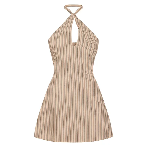 Gris Pierre Robe Droite À Encolure Américaine