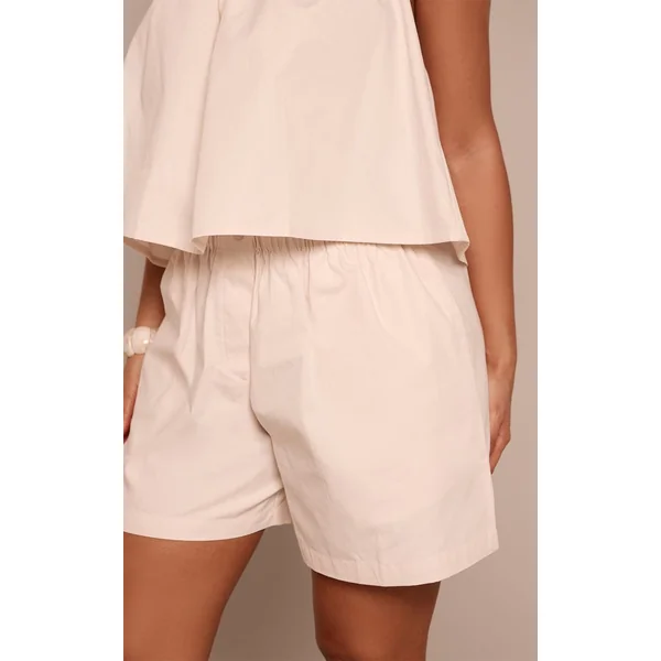 Gris Pierre Short Fluide En Popeline Assorti Petite